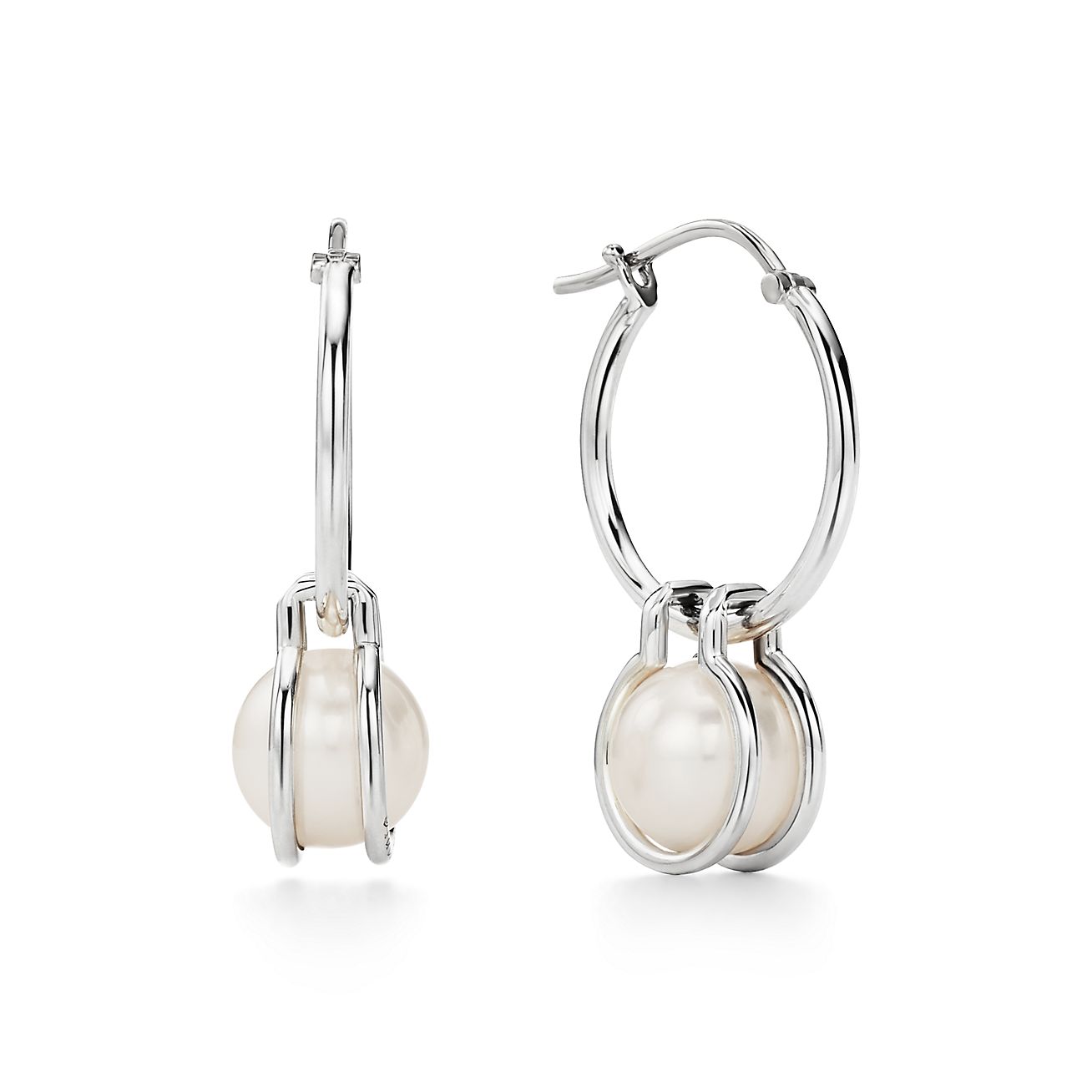 Large Pearl Hoop Earrings, gold hoops, swarovski pearls, bridal earrin –  Acute Designs